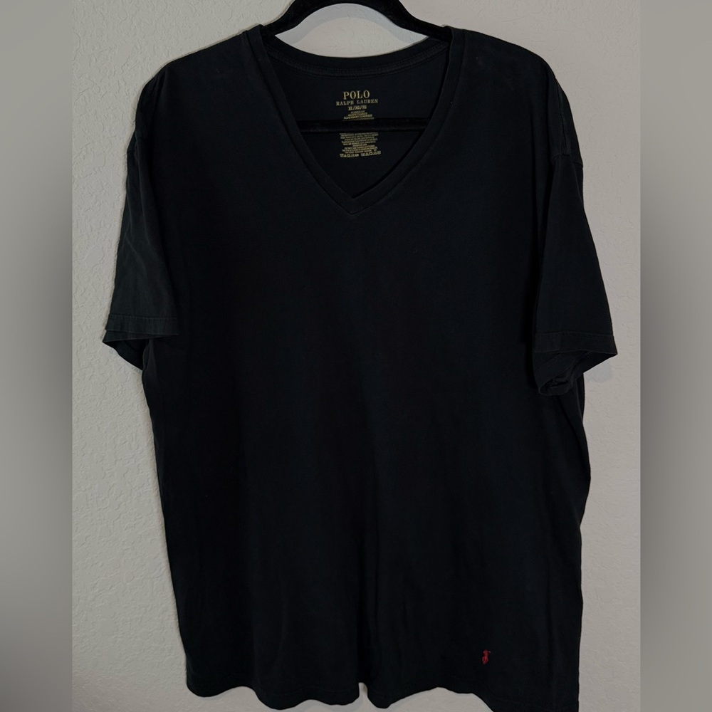 Polo by Ralph Lauren Men's XL Black V-Neck Shirt classic Fit